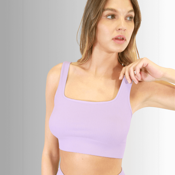 Nikibiki Style NS8003 | Women's Square Neckline Ribbed Base Layer Tank Top or Bra Top in Fair Orchid | Made in USA | Classy Cozy Cool Made in America Boutique