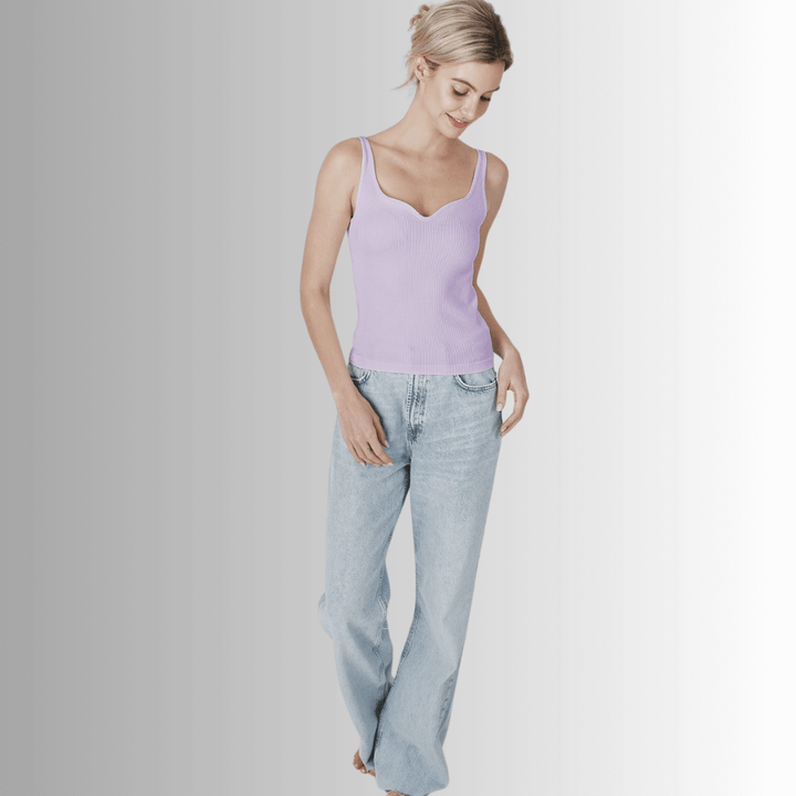 Niki Biki Style# NS8217 Ladies Fitted Sweetheart Neck Ribbed Tank in Orchid | Made in USA | Classy Cozy Cool Women's Made in America Boutique