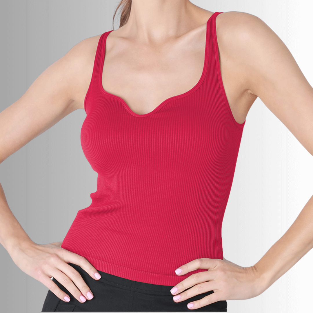 Niki Biki Style# NS8217 Ladies Fitted Sweetheart Neck Ribbed Tank in Magenta | Made in USA | Classy Cozy Cool Women's Made in America Boutique