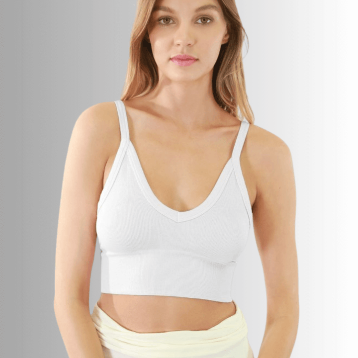 Niki Biki Ladies Fitted Vintage V-Neck Ribbed Bra Top Style NS8120  in Several Color Options | Made in USA | Classy Cozy Cool Women's Made in America Boutique