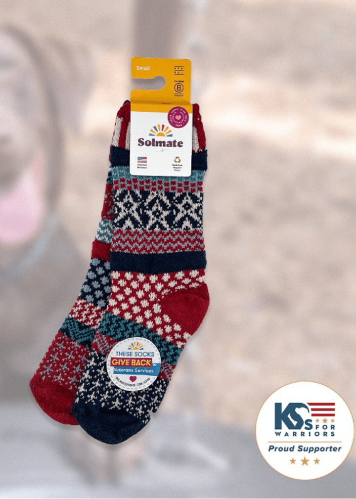 Solmate STARS AND STRIPES Knitted Crew Socks | Made in USA | These socks are delightfully mismatched & so very comfortable.  American Made Women's Boutique.