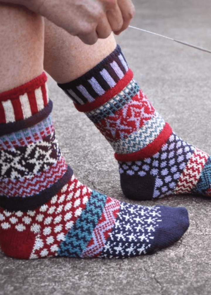 Solmate STARS AND STRIPES Knitted Crew Socks | Made in USA | These socks are delightfully mismatched & so very comfortable.  American Made Women's Boutique.