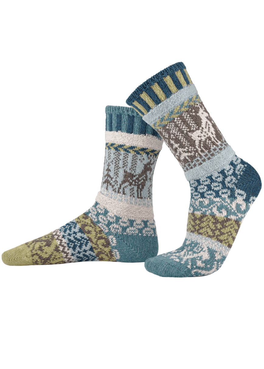 Solmate GOAT Knitted Crew Socks | Made in USA | These socks are delightfully mismatched & so very comfortable.  American Made Women's Boutique.