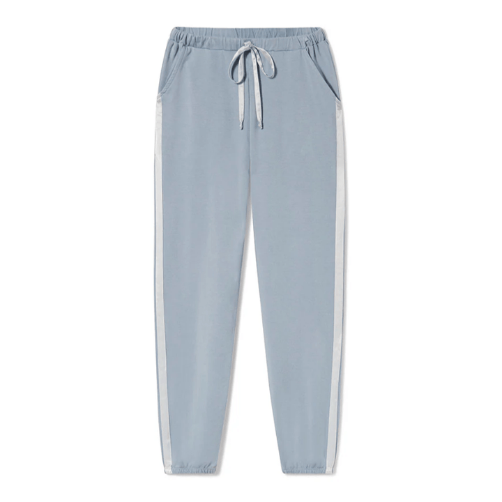 Made in USA PJ Harlow Blair Premium Women's Loungewear Joggers in Light Blue, Super Soft Cotton Blend with Satin Finish | Classy Cozy Cool Made in America Boutique