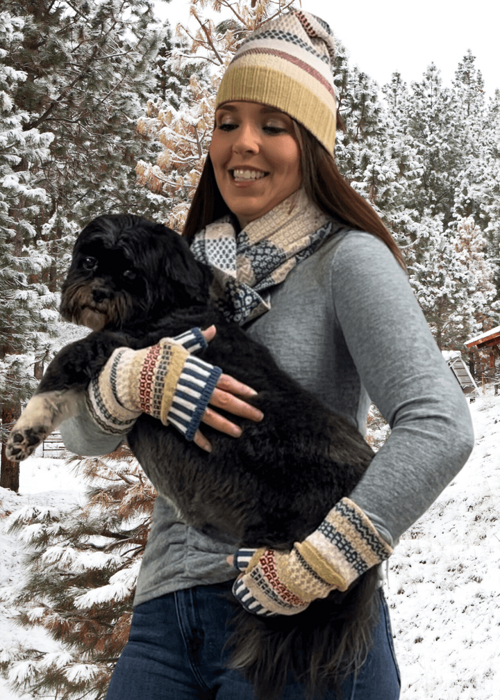 Solmate BATEAU MOUCHE Knitted Fingerless Mittens  | Made in USA | Classy Cozy Cool Women's Made in America Clothing Boutique
