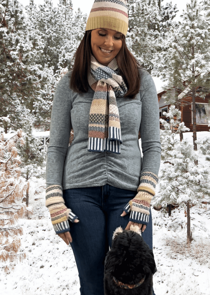 Solmate BATEAU MOUCHE Knitted Fingerless Mittens  | Made in USA | Classy Cozy Cool Women's Made in America Clothing Boutique