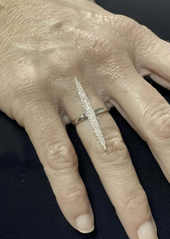 Made in USA, Submarine Women's Fashion Jewelry Ring by Artist Anuja Tolia is made of 925 Sterling Silver, accented with sparkling cubic zirconia stones