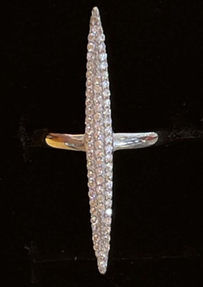 Made in USA, Submarine Women's Fashion Jewelry Ring by Artist Anuja Tolia is made of  925 Sterling Silver, accented with sparkling cubic zirconia stones