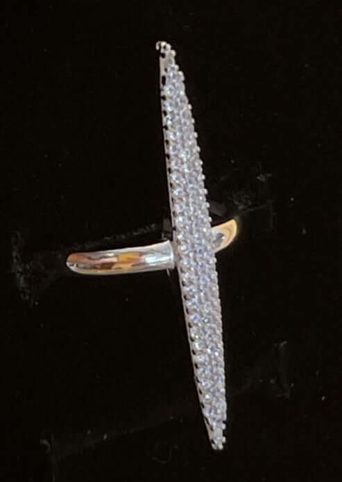 Made in USA, Submarine Women's Fashion Jewelry Ring by Artist Anuja Tolia is made of  925 Sterling Silver, accented with sparkling cubic zirconia stones