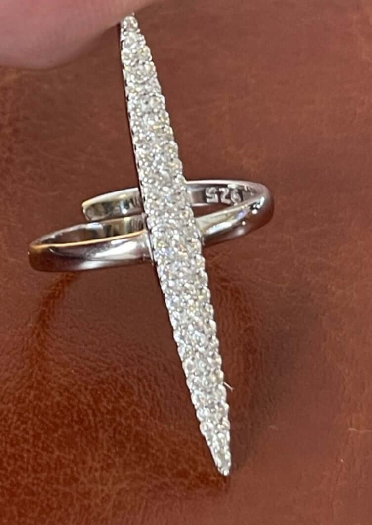 Made in USA, Submarine Women's Fashion Jewelry Ring by Artist Anuja Tolia is made of  925 Sterling Silver, accented with sparkling cubic zirconia stones