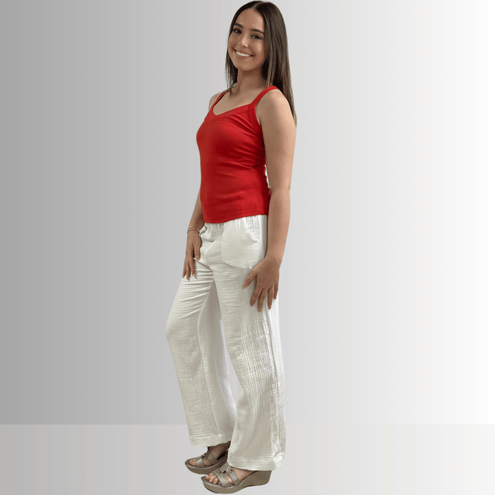 Made in USA Women's Premium Garment Dyed Cotton Ribbed Tank Top with Y-Strap back in Crimson Red | Classy Cozy Cool Women's Made in America Boutique