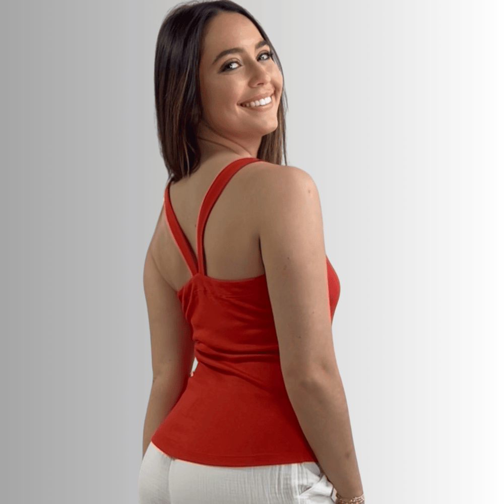 Made in USA Women's Premium Garment Dyed Cotton Ribbed Tank Top with Y-Strap back in Crimson Red | Classy Cozy Cool Women's Made in America Boutique