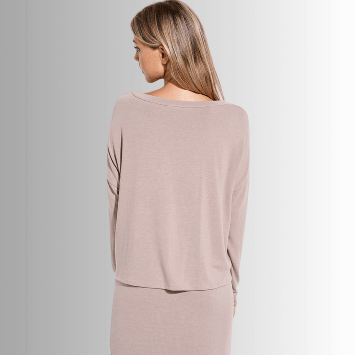 Made in USA Women's 2 Piece Lightweight Cardigan and Skirt Set, Button Down Cardigan, Knee Length Skirt, Long Sleeves, Relaxed Fit, Color: Light Taupe
