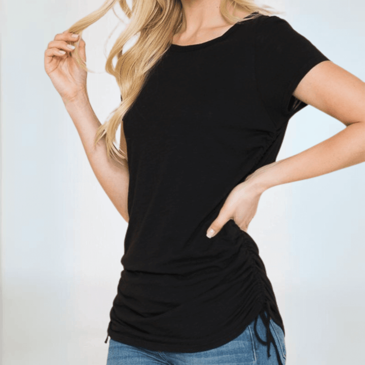 Cotton Blend Side Tie Tee Made in USA