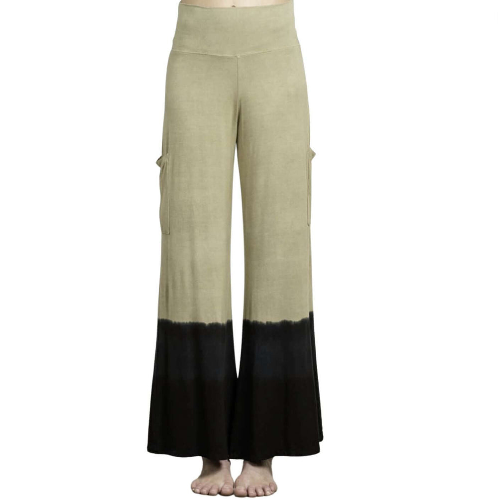 Jala Women's Chill Cargo Pants with Pockets in Midnight River, a Combination of Black & Tan | Style# CCP16-MR | Made in USA | Classy Cozy Cool Women's Made in America Clothing Boutique