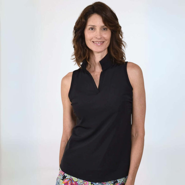 Proudly Made in USA Ladies Pebble Beach Sleeveless Top in Black | Perfect for Golf, Tennis, Pickleball or Every Day Wear | Classy Cozy Cool Women's Made in America Boutique
