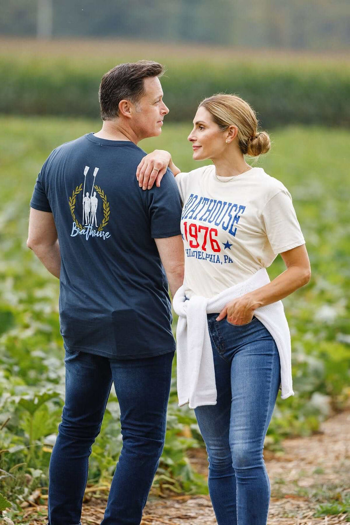Made in USA Boathouse Graphic Cotton Short Sleeve T-Shirt with different Graphics to Choose from in White, Navy or Gray