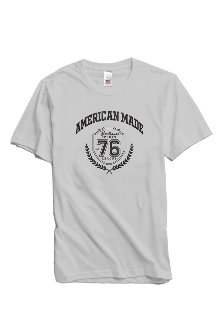 Made in USA Boathouse Graphic Cotton Short Sleeve T-Shirt with different Graphics to Choose from in White, Navy or Gray