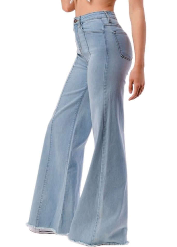 High Waist Flare Leg Denim Jeans - Clearance Final Sale