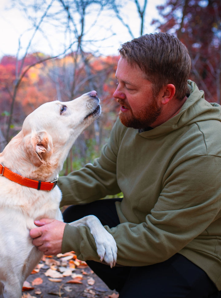 WSI Sportswear Men's Mid-Weight Fleece Hoodie with Patriotic Distressed American Flag Graphic Made in USA in Moss Green,  Loose Fit, Super comfortable and durable 14 ounce heavy-weight fleece, Built in hood and kangaroo pocket, Ribbed cuffs