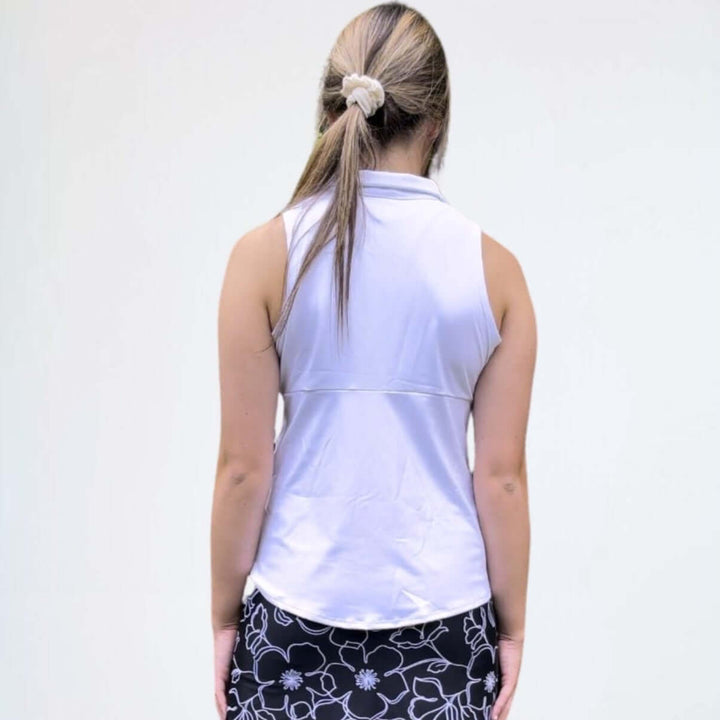 Proudly Made in USA Ladies Pebble Beach Sleeveless Top in White | Perfect for Golf, Tennis, Pickleball or Every Day Wear | Classy Cozy Cool Women's Made in America Boutique