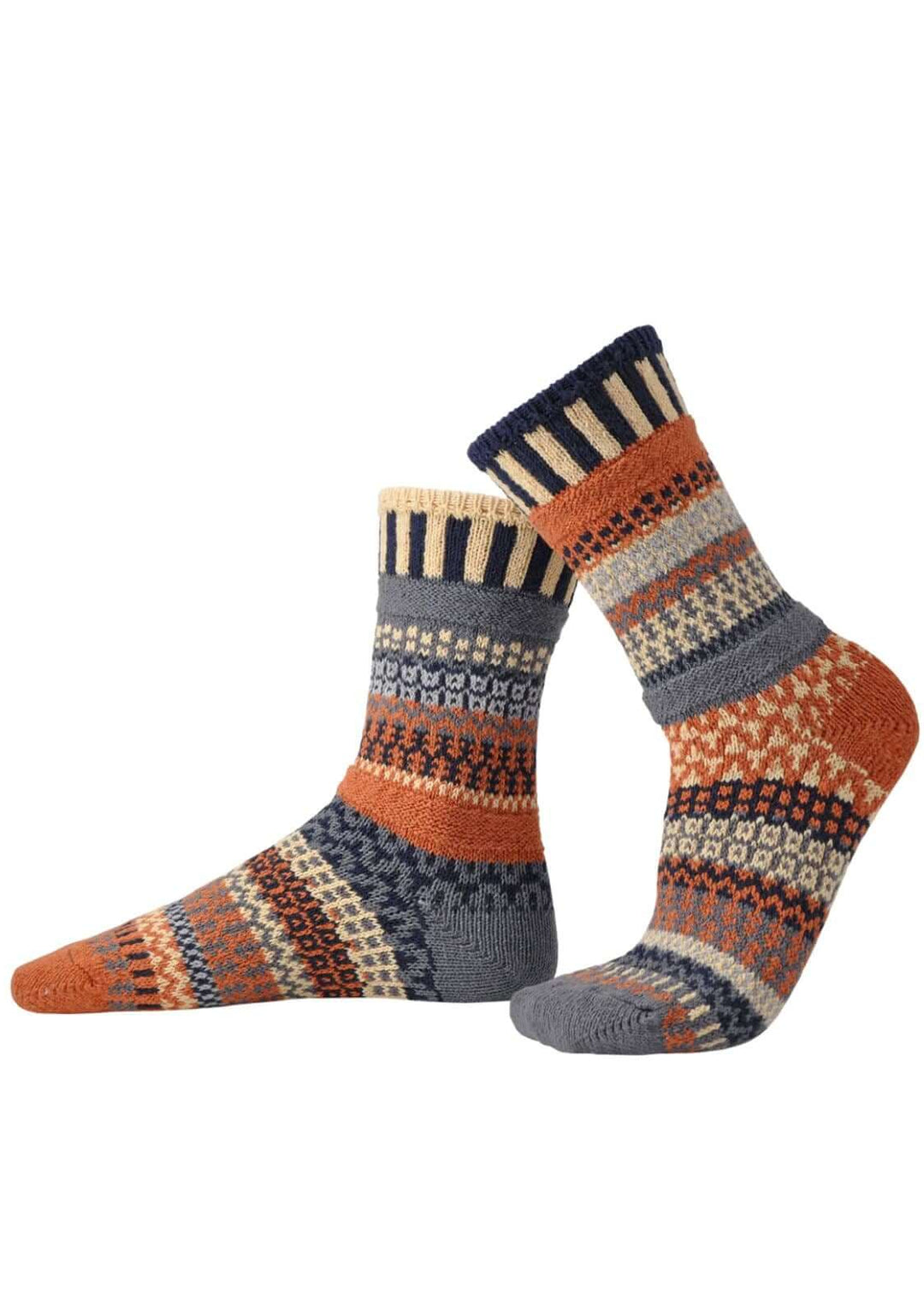 Solmate NUTMEG Knitted Crew Socks | Made in USA | These socks are delightfully mismatched & so very comfortable. American Made Women's Boutique.
