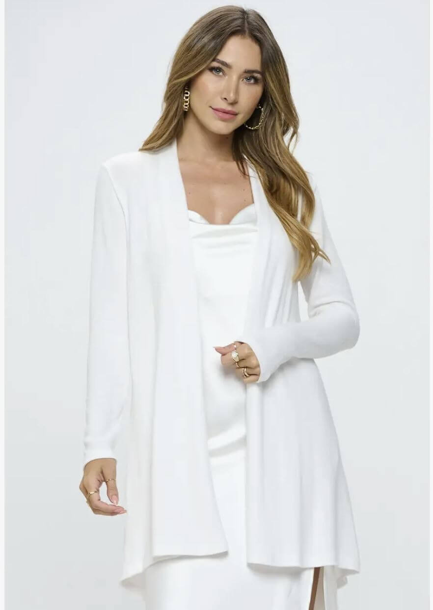 Aspen Luxe Brushed Knit Draped Cardigan