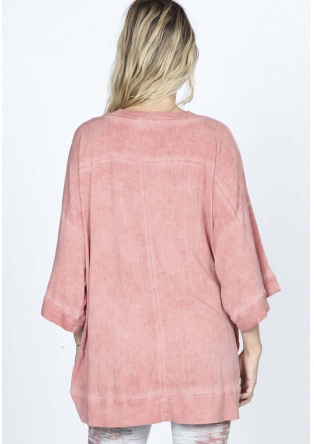 USA Made Ladies Oversized Asymmetrical Hemline Tunic Top with Kimono Style Sleeves in Sienna Color | Classy Cozy Cool Women's Made in America Clothing Boutique