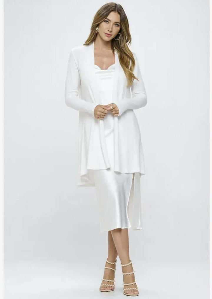 Winter White Draped Cardigan Made in USA