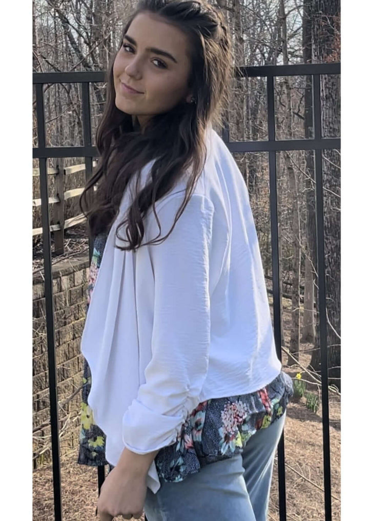 USA Made Ladies White Open Front Light Weight Cardigan | Classy Cozy Cool Women's Made in America Boutique