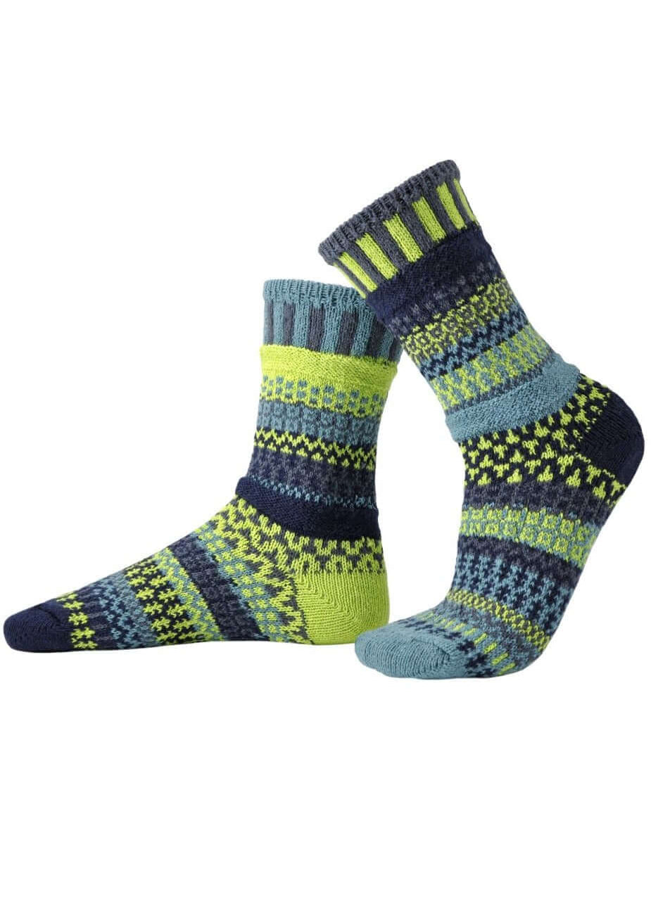 Solmate Socks LEMONGRASS Knitted Crew Socks Proudly Made USA | These socks are delightfully mismatched & so very comfortable. American Made Clothing