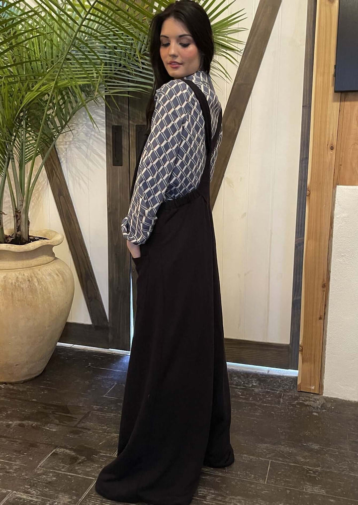 Bucket List Style# R5076 Ladies French Terry Casual Overall Slouchy Jumpsuit with Adjustable Straps  | Made in USA | Women's Made in America Boutique