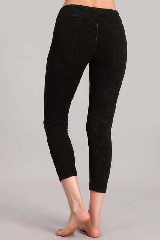 Chatoyant Mineral Washed Capri Leggings with Wide Waist Band | Style# C30461 | Made in USA with USA Made Fabric | Classy Cozy Cool American Boutique