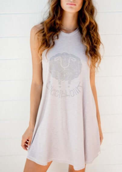Sleepaholik Soul-a-Power Vintage Washed Cotton Tank Sleep or Casual Dress | Made in USA | Classy Cozy Cool Women's American Made Boutique