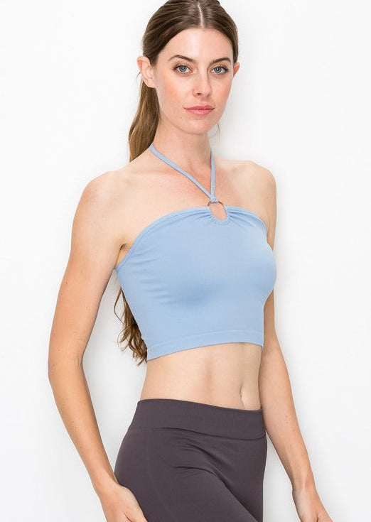 USA Made Ladies Nylon O-Ring Halter Cropped Tank Top Designed & Made in the USA  | Classy Cozy Cool Women's American Boutique
