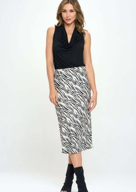 Ladies Black Cowl Neck Sleeveless Jersey Blouse by Renee C. Style# RC209 | Made in USA | Classy Cozy Cool Women's Made in America Clothing Boutique