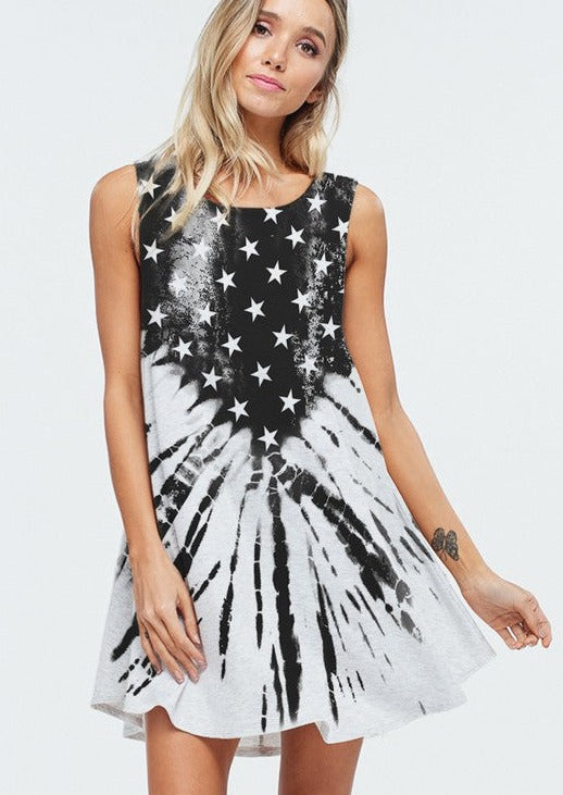 Monochrome Ladies Stars & Stipes Patriotic Tunic Dress Clearance Final Sale 3X