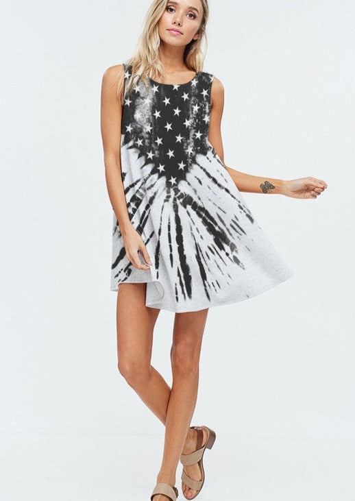 Phil Love Grey & Black Patriotic 4th of July Tunic Dress | Made in USA | Classy Cozy Cool Women's American Clothing Boutique