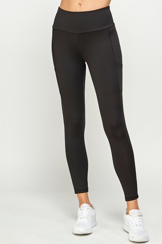 USA Made Ladies Black Activewear Leggings with Cell Phone Pocket for Exercise, Yoga & More | Classy Cozy Cool Women's American Clothing Boutique