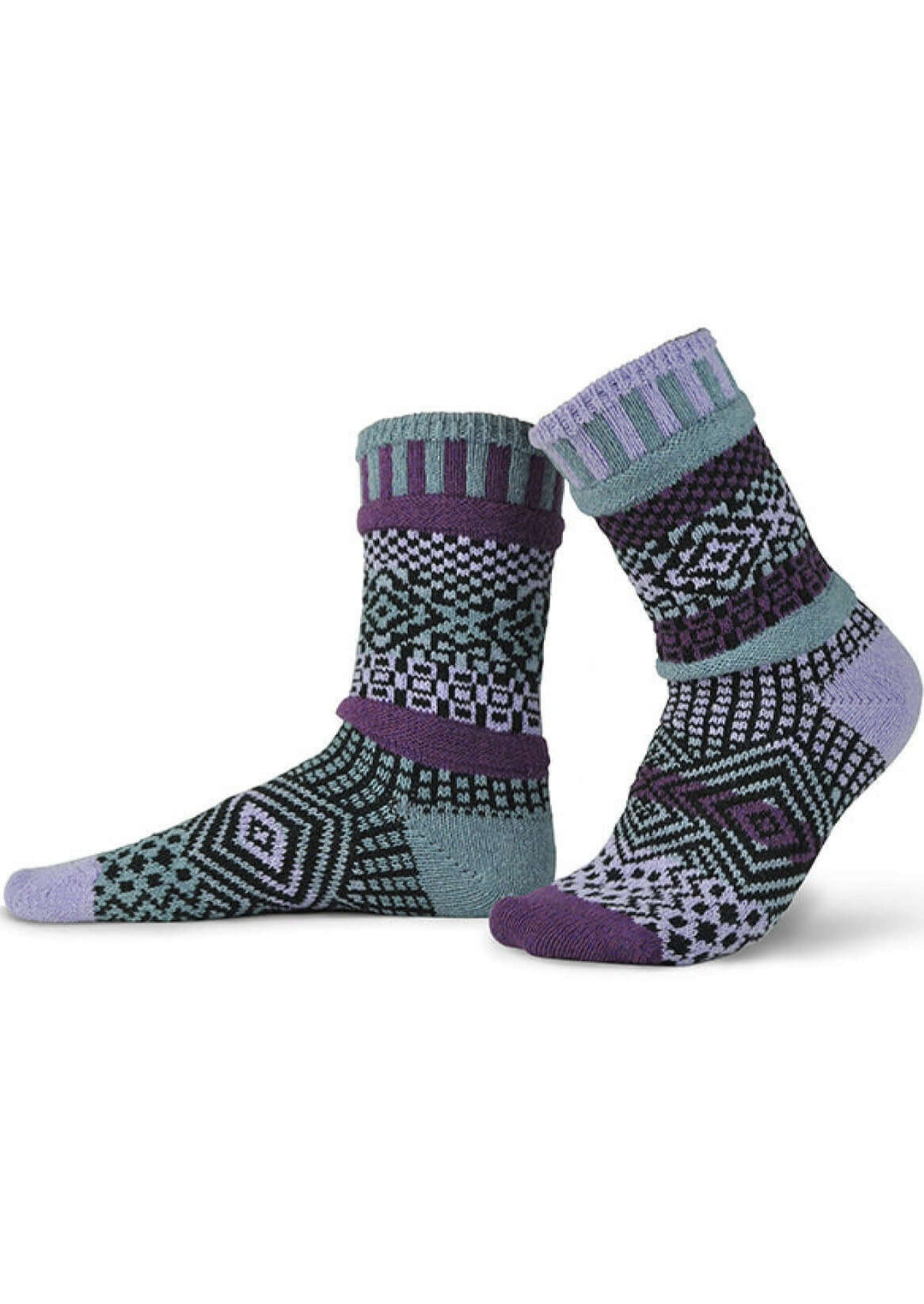 Solmate WISTERIA Knitted Crew Socks Proudly Made USA | These socks are delightfully mismatched & so very comfortable. Classy Cozy Cool Women's Boutique.