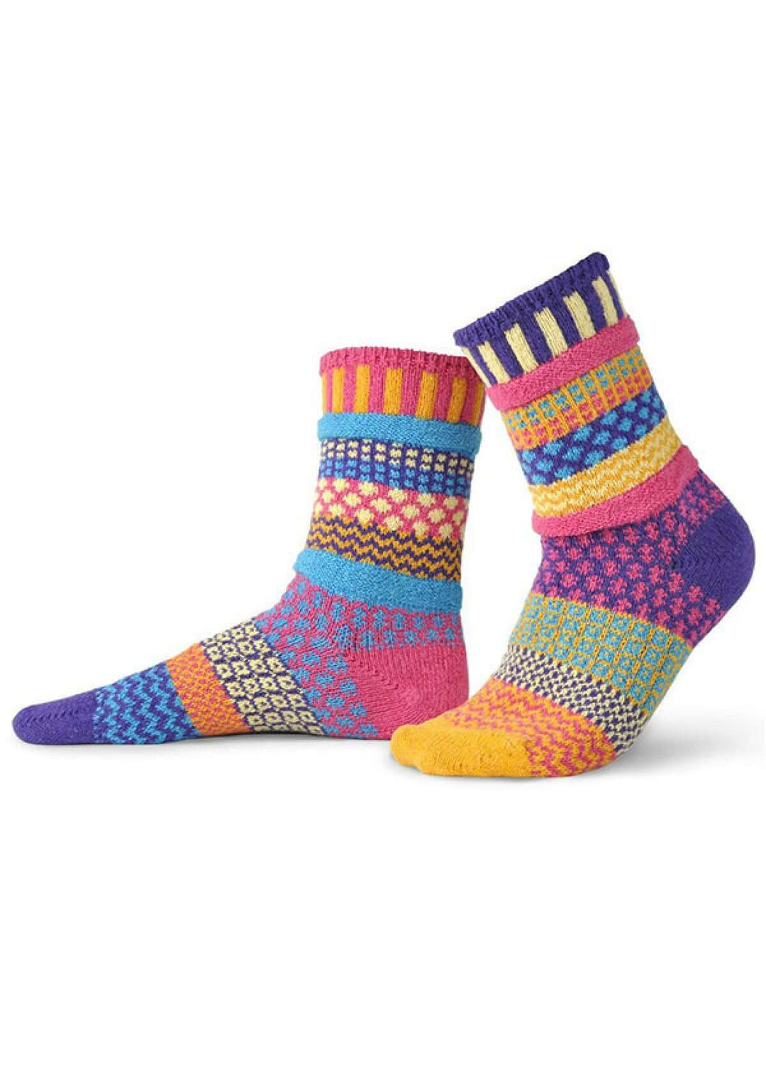 Solmate SUNNY Knitted Crew Socks Proudly Made USA | These socks are delightfully mismatched & so very comfortable.  Classy Cozy Cool Women's Boutique.