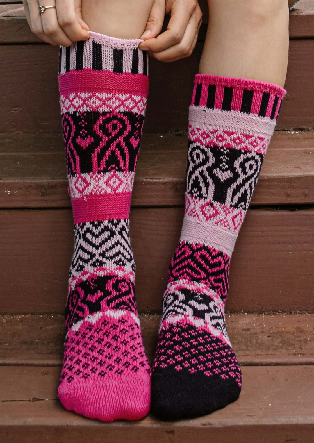 Solmate Socks PINKTOBER Knitted Crew Socks Proudly Made USA | These socks are delightfully mismatched & so very comfortable. American Made Clothing