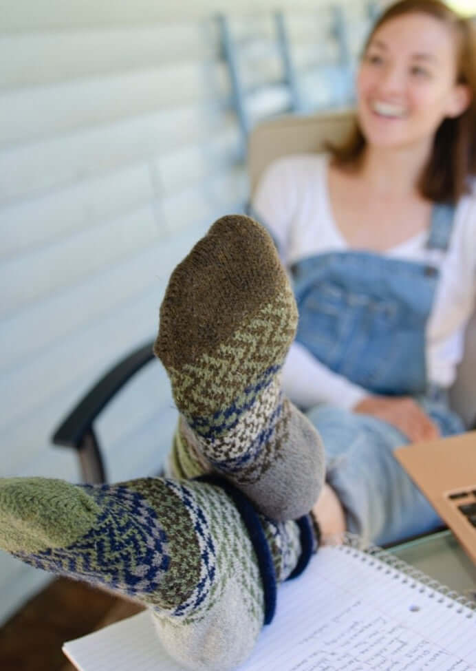 Solmate BAMBOO Wool Blend Knitted Crew Socks Proudly Made USA | These socks are delightfully mismatched & so very comfortable.  Classy Cozy Cool