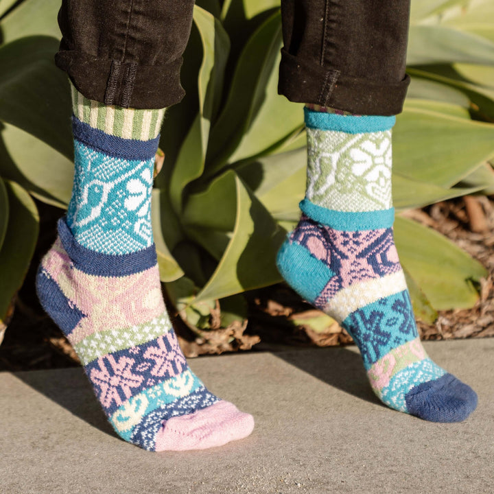 Solmate Socks HUMMINGBIRD Knitted Crew Socks Proudly Made USA | These socks are delightfully mismatched & so very comfortable. American Made Clothing