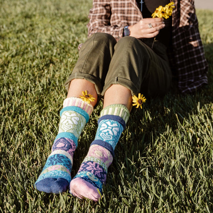 Solmate Socks HUMMINGBIRD Knitted Crew Socks Proudly Made USA | These socks are delightfully mismatched & so very comfortable. American Made Clothing