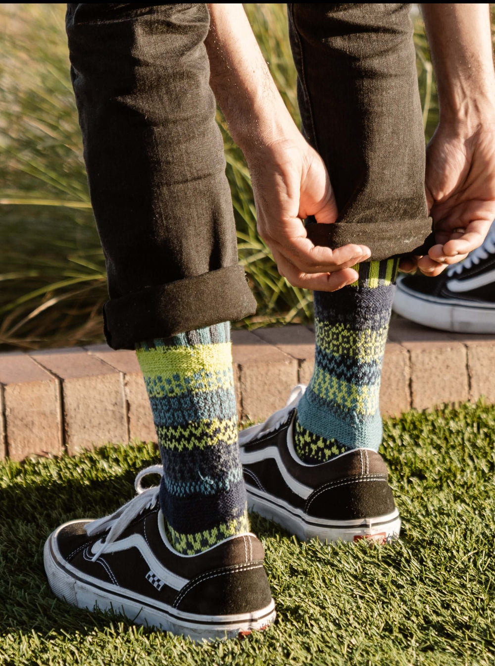 Solmate Socks LEMONGRASS Knitted Crew Socks Proudly Made USA | These socks are delightfully mismatched & so very comfortable. American Made Clothing