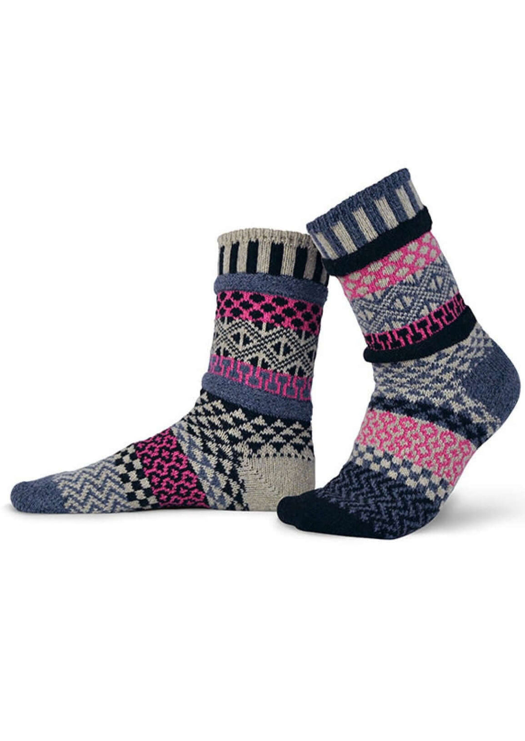 Solmate DOGWOOD Wool Blend Knitted Crew Socks Proudly Made USA | These socks are delightfully mismatched & so very comfortable.  Made in America Boutique