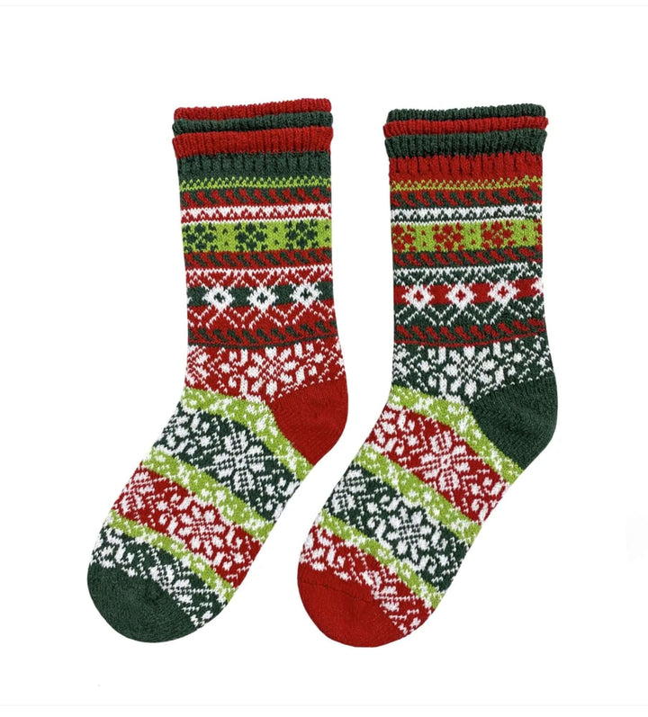 Solmate Socks HOLLY Christmas Knitted Crew Socks Proudly Made USA | These socks are delightfully mismatched & so very comfortable. American Made Clothing