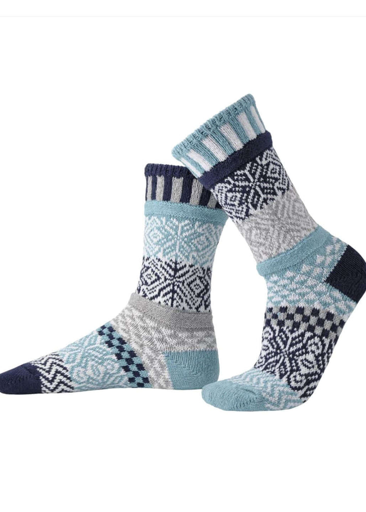 Solmate Socks SNOWFALL Knitted Crew Socks Proudly Made USA | These socks are delightfully mismatched & so very comfortable. American Made Clothing
