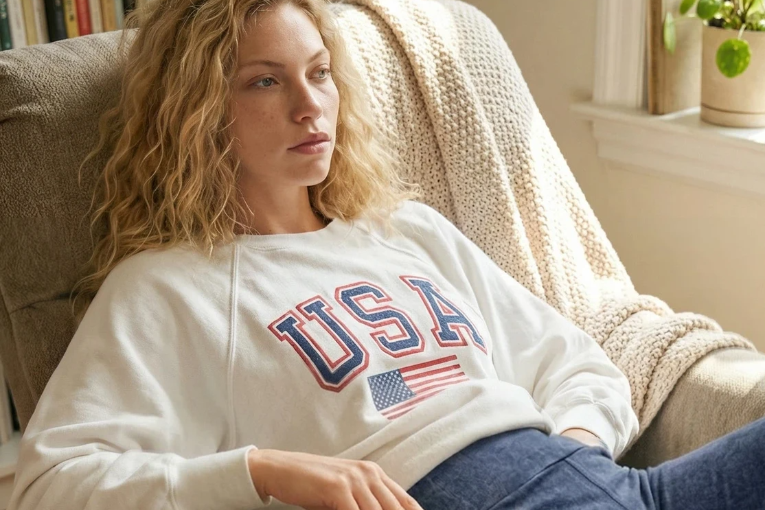 Shop women's patriotic tops made in the USA. American-made red, white & blue styles perfect for 4th of July, Memorial Day & more.